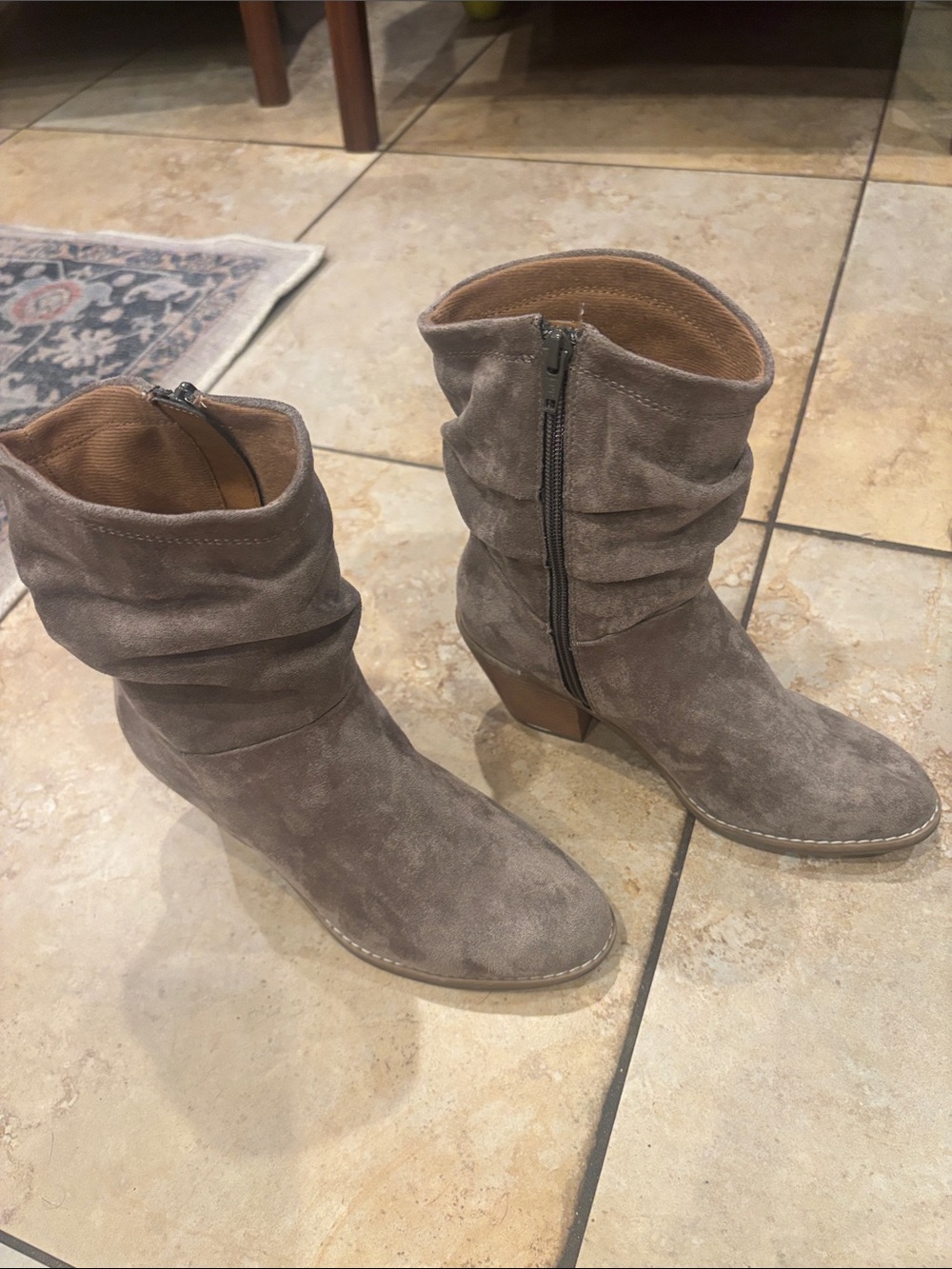 Euro Style  Women's Taupe Suede Mid-Calf Slouch Boot with Side Zip size 7..5 - Picture 4 of 14